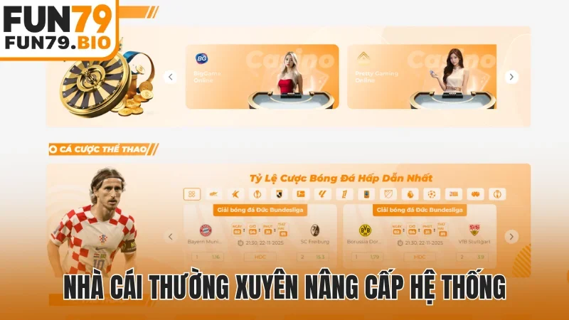Nhà cái thường xuyên nâng cấp hệ thống